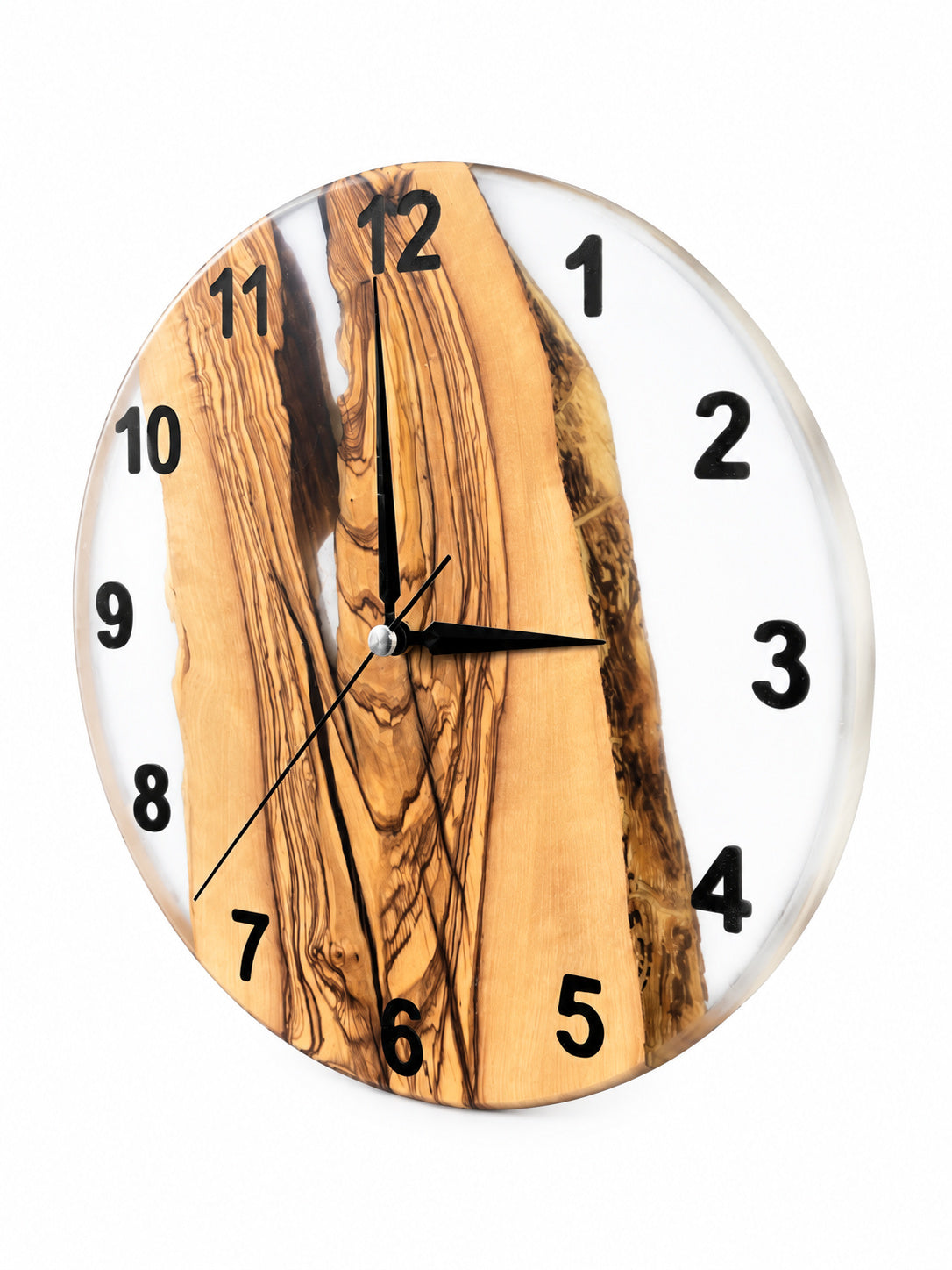 Charcoal Pearl Ridge Olive Wood & Resin Wall Clock — product photograph, view 2