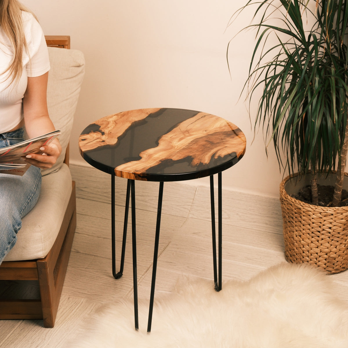 Smoky Black River Olive Wood Coffee Table