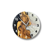 Black and White Mixture Olive Wood Wall Clock - Art Wood Lab