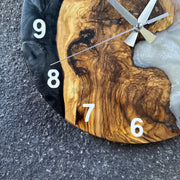 Black and White Mixture Olive Wood Wall Clock - Art Wood Lab