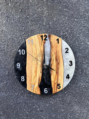 Black and White Mixture Olive Wood Wall Clock - Art Wood Lab