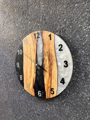 Black and White Mixture Olive Wood Wall Clock - Art Wood Lab