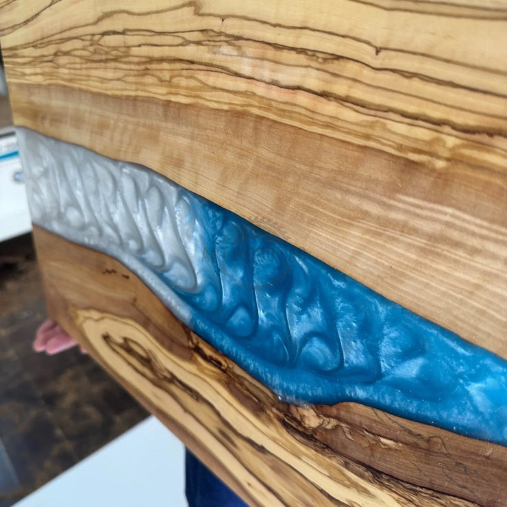 Blue and white Mix Olive Wood Board - Art Wood Lab