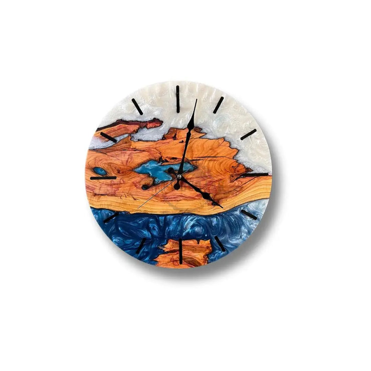 Custom Epoxy & Olive Wood Wall Clock - Art Wood Lab