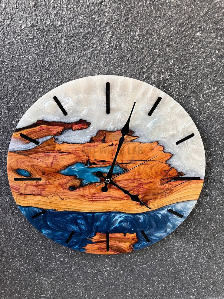 Custom Epoxy & Olive Wood Wall Clock - Art Wood Lab