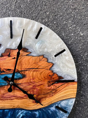 Custom Epoxy & Olive Wood Wall Clock - Art Wood Lab