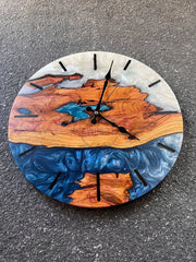 Custom Epoxy & Olive Wood Wall Clock - Art Wood Lab