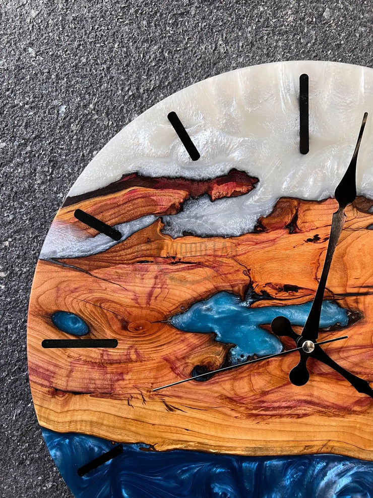 Custom Epoxy & Olive Wood Wall Clock - Art Wood Lab