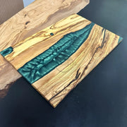 Deep Turquoise Olive Wood Board - Art Wood Lab