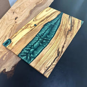 Deep Turquoise Olive Wood Board - Art Wood Lab