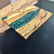 Deep Turquoise Olive Wood Board - Art Wood Lab