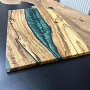 Deep Turquoise Olive Wood Board - Art Wood Lab