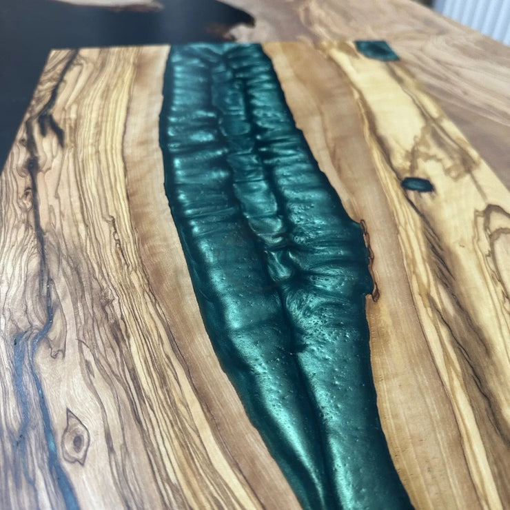 Deep Turquoise Olive Wood Board - Art Wood Lab