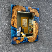 Epoxy and Olive Wood Frame Mirror, Modern Wall Decor - Art Wood Lab