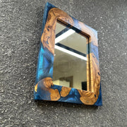 Epoxy and Olive Wood Frame Mirror, Modern Wall Decor - Art Wood Lab