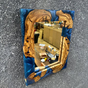 Epoxy and Olive Wood Frame Mirror, Modern Wall Decor - Art Wood Lab