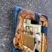 Epoxy and Olive Wood Frame Mirror, Modern Wall Decor - Art Wood Lab