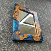 Epoxy and Olive Wood Frame Mirror, Modern Wall Decor - Art Wood Lab