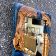 Epoxy and Olive Wood Frame Mirror, Modern Wall Decor - Art Wood Lab