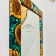 Epoxy and Olive Wood Frame Mirror, Modern Wall Decor - Art Wood Lab