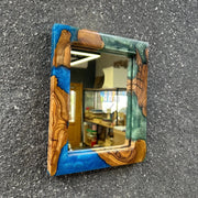 Epoxy and Olive Wood Frame Mirror, Modern Wall Decor - Art Wood Lab