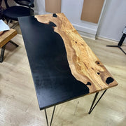 Epoxy black dining table , wood table - Art Wood Lab