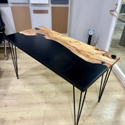 Epoxy black dining table , wood table - Art Wood Lab