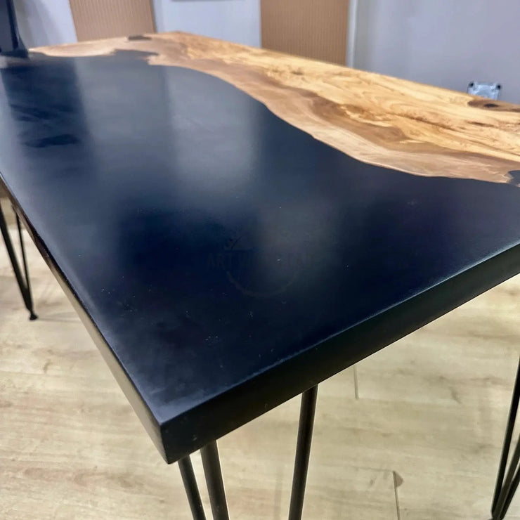 Epoxy black dining table , wood table - Art Wood Lab