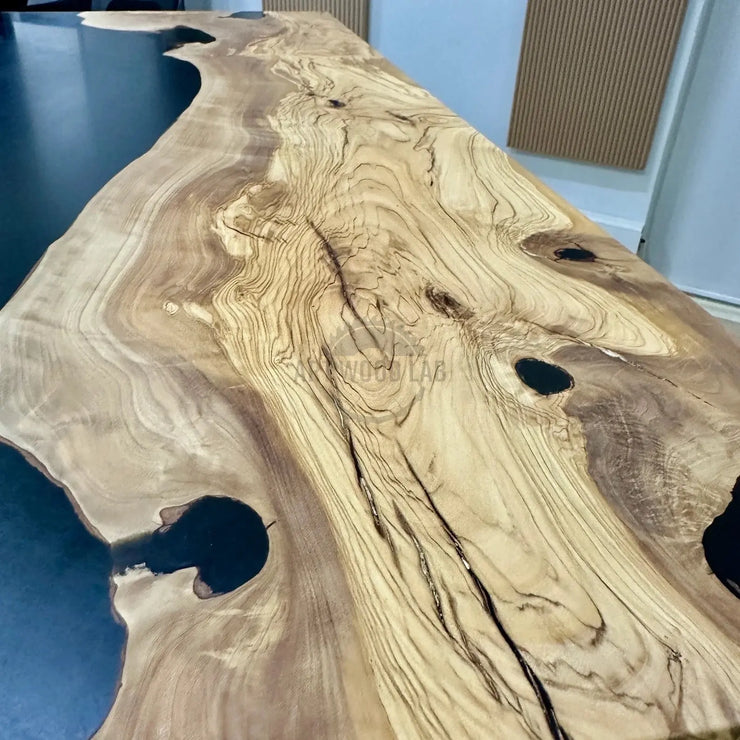 Epoxy black dining table , wood table - Art Wood Lab