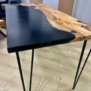 Epoxy black dining table , wood table - Art Wood Lab