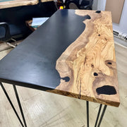 Epoxy black dining table , wood table - Art Wood Lab