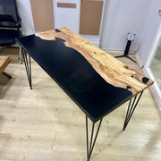 Epoxy black dining table , wood table - Art Wood Lab