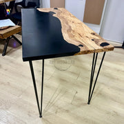 Epoxy black dining table , wood table - Art Wood Lab