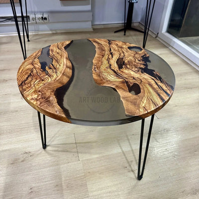 Epoxy coffee table in olive wood - Art Wood Lab