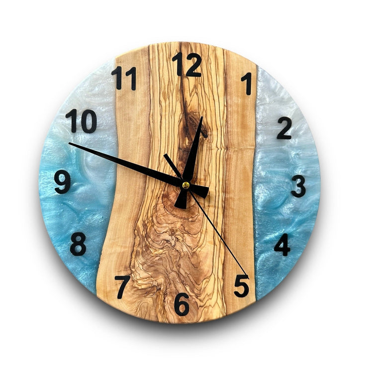 Custom Made Epoxy Wall Clock, Resin Wall Clock, Birthday Gift, Home Gift, Unique Gift, Olive Wood Wall Clock, Handmade Gift, Gift For Her - Art Wood Lab