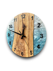 Custom Made Epoxy Wall Clock, Resin Wall Clock, Birthday Gift, Home Gift, Unique Gift, Olive Wood Wall Clock, Handmade Gift, Gift For Her - Art Wood Lab