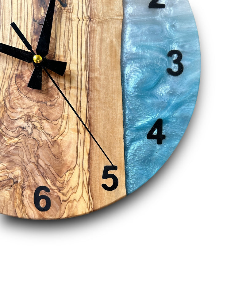 Custom Made Epoxy Wall Clock, Resin Wall Clock, Birthday Gift, Home Gift, Unique Gift, Olive Wood Wall Clock, Handmade Gift, Gift For Her - Art Wood Lab