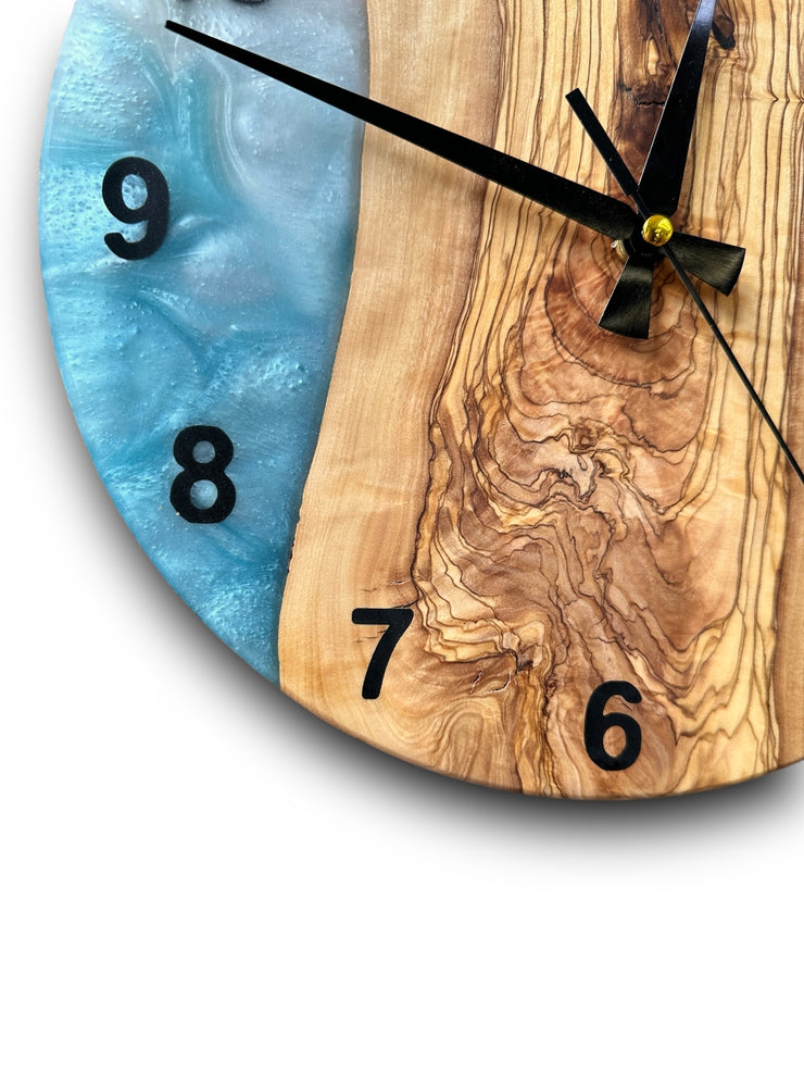 Custom Made Epoxy Wall Clock, Resin Wall Clock, Birthday Gift, Home Gift, Unique Gift, Olive Wood Wall Clock, Handmade Gift, Gift For Her - Art Wood Lab