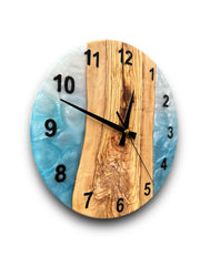 Custom Made Epoxy Wall Clock, Resin Wall Clock, Birthday Gift, Home Gift, Unique Gift, Olive Wood Wall Clock, Handmade Gift, Gift For Her - Art Wood Lab