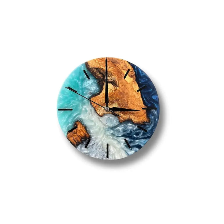 Shades of Blue Olive Wood Wall Clock - Art Wood Lab