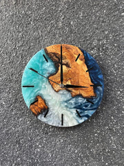 Shades of Blue Olive Wood Wall Clock - Art Wood Lab