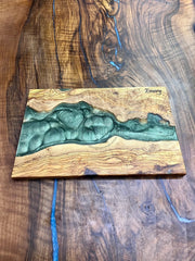 Turquoise Olive Wood Board - Art Wood Lab