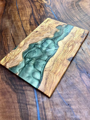 Turquoise Olive Wood Board - Art Wood Lab