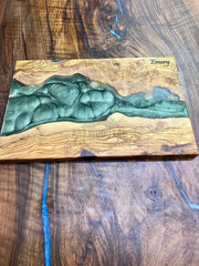 Turquoise Olive Wood Board - Art Wood Lab