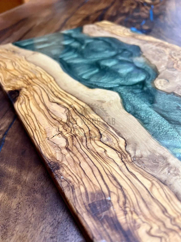 Turquoise Olive Wood Board - Art Wood Lab