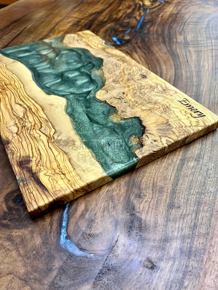 Turquoise Olive Wood Board - Art Wood Lab