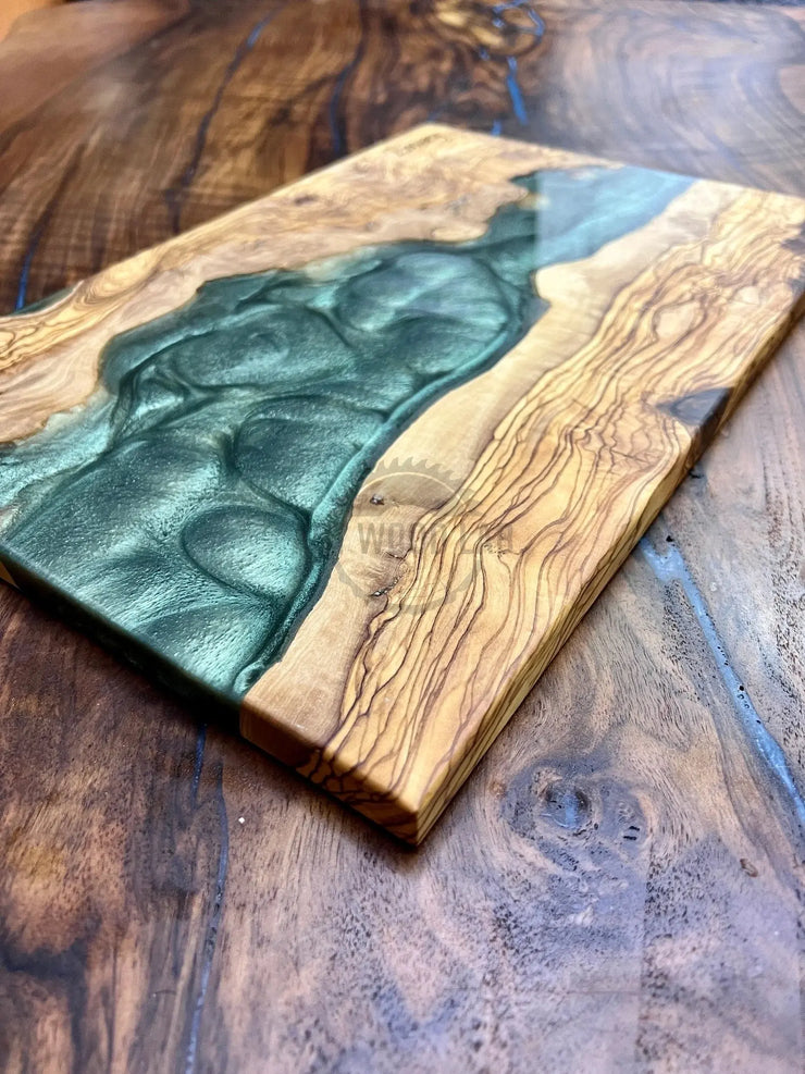 Turquoise Olive Wood Board - Art Wood Lab