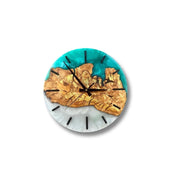 Turquoise white toning Olive Wood Wall Clock - Art Wood Lab