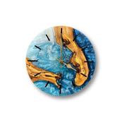 White Blue Olive Wood Wall Clock - Art Wood Lab