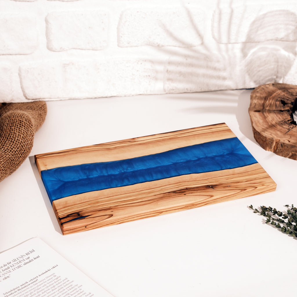 Blue Resin River Olive Wood Serving Board - view 2